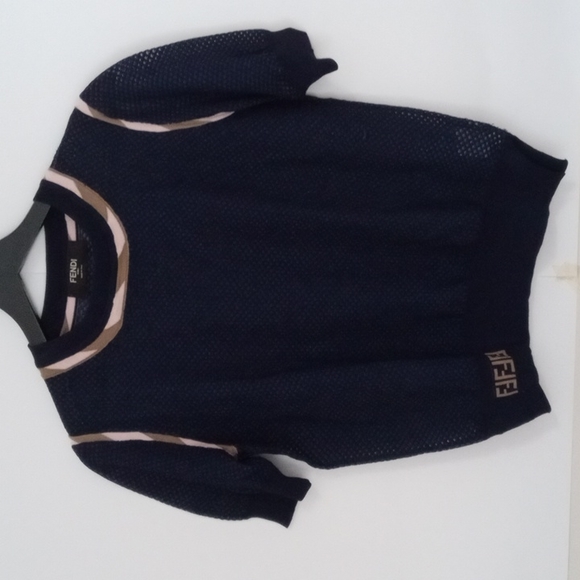 Fendi Sweaters - Fendi blue short sleeve top size small